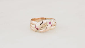 ANTIQUE AUSTRALIAN c1900 SPINEL DOUBLE SNAKE RING 9ct GOLD