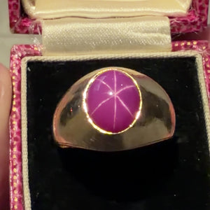 VINTAGE STAR RUBY RING 14ct GOLD