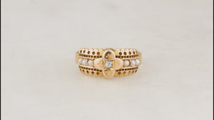 VICTORIAN 1889 DIAMOND & SEED PEARL RING 15ct GOLD