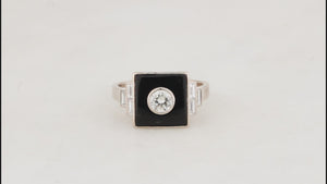 ART DECO c1930’s 1.04ct DIAMOND & ONYX RING 18ct GOLD