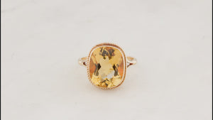 MID CENTURY CITRINE COCKTAIL RING 9ct GOLD