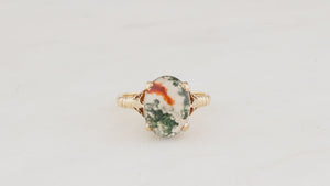 MID-CENTURY MOSS AGATE RING 9ct GOLD