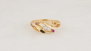 ANTIQUE ART NOUVEAU RUBY & DIAMOND RING 18ct GOLD