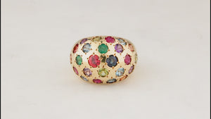 VINTAGE SCATTERED GEM BOMBE RING 18ct GOLD