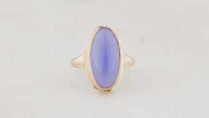 1970’S LAVENDER CHALCEDONY RING 9ct GOLD