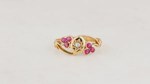 ANTIQUE EDWARDIAN 1911 DIAMOND & RED SPINEL RING 18ct GOLD