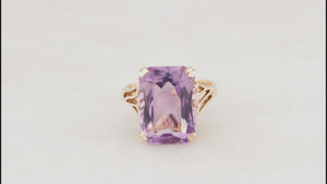 MID-CENTURY 1967 6.70ct AMETHYST COCKTAIL RING 9ct GOLD