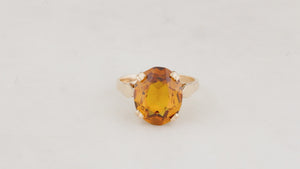 RETRO c1970 MANDARIN CITRINE COCKTAIL RING 9ct GOLD