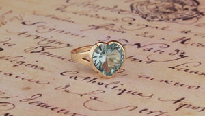 R&V CUSTOM MADE TOPAZ HEART COCKTAIL RING 9ct YELLOW GOLD