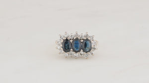 RETRO 1987 SAPPHIRE & DIAMOND RING 18ct GOLD