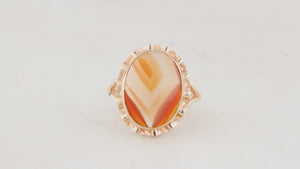 1970’S BANDED AGATE RING 9ct GOLD