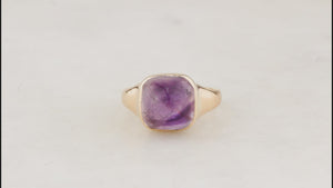 ANTIQUE EDWARDIAN SUGARLOAF AMETHYST RING 18ct GOLD