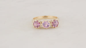 PINK SAPPHIRE TRILOGY RING 9ct GOLD