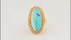VINTAGE c1940’s TURQUOISE RING 18ct GOLD