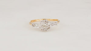 ANTIQUE ART DECO .70ct DIAMOND DAISY RING 18ct GOLD & PLATINUM