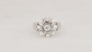 VINTAGE c1940's .80ct DIAMOND CLUSTER RING 14ct GOLD