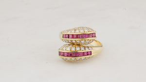 VINTAGE RUBY & DIAMOND SERPENT RING 18ct GOLD