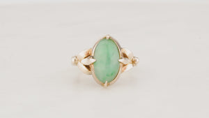 VINTAGE c1940's JADE RING 14ct GOLD