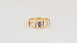 ANTIQUE VICTORIAN c1860 SAPPHIRE & DIAMOND RING IN 18ct GOLD