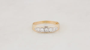VINTAGE c1940 SEVEN STONE DIAMOND RING 18ct GOLD & PALLADIUM