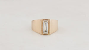 RETRO c1970 BAGUETTE CUT DIAMOND RING 9ct GOLD