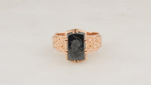 ANTIQUE VICTORIAN HEMATITE INTAGLIO RING 14ct ROSE GOLD