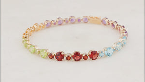 VINTAGE 11.94ct MULTI-GEM LINE BRACELET 10ct GOLD