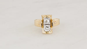 MID-CENTURY .68ct DOUBLE DIAMOND RING 18ct GOLD