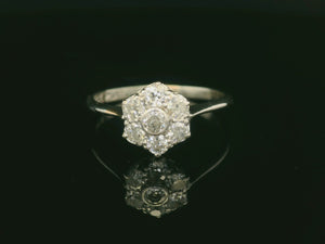 ANTIQUE EDWARDIAN DIAMOND DAISY 18ct GOLD & PLATINUM