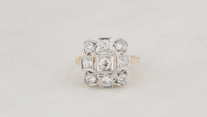 ANTIQUE ART DECO c1920 1ct DIAMOND CLUSTER RING 18ct GOLD & PLATINUM