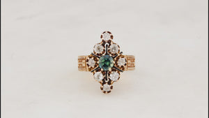 ANTIQUE VICTORIAN c1880 SAPPHIRE & DIAMOND RING 15ct GOLD