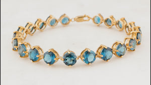VINTAGE 35ct LONDON BLUE TOPAZ BRACELET 9ct GOLD