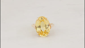VINTAGE MID-CENTURY 6ct CITRINE COCKTAIL RING 9ct GOLD