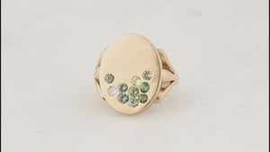 CUSTOM SAPPHIRE & DIAMOND ‘SCATTERED PEBBLES’ SIGNET RING 9ct GOLD