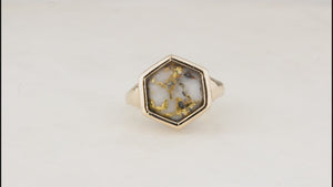 VINTAGE 1970’S GOLD IN QUARTZ RING 9ct GOLD