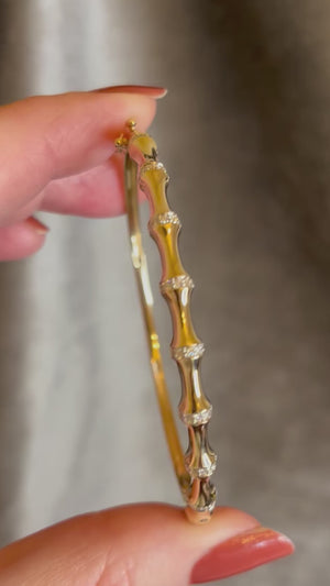 CONTEMPORARY .34ct DIAMOND BAMBOO BANGLE 9ct GOLD