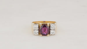 VINTAGE MID-CENTURY RUBY & DIAMOND RING 18ct GOLD