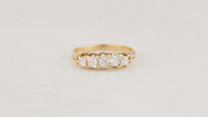 ANTIQUE FIVE STONE .45ct DIAMOND RING 18ct GOLD