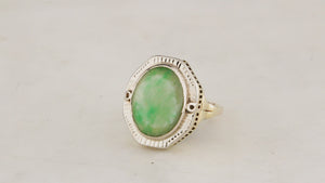 VINTAGE ART DECO c1930 JADE RING 10ct GOLD