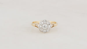 EDWARDIAN DIAMOND DAISY RING 18CT YELLOW GOLD