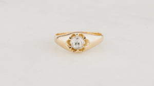 ANTIQUE EDWARDIAN .28ct DIAMOND FLOWER RING 18ct GOLD