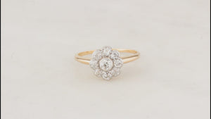 ANTIQUE EDWARDIAN .69ct DIAMOND DAISY RING 18ct GOLD & PLATINUM