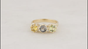 BESPOKE SAPPHIRE TRILOGY RING 14ct GOLD