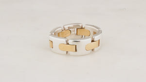 TIFFANY & CO c1990’S GATE LINK RING 18CT GOLD & SILVER