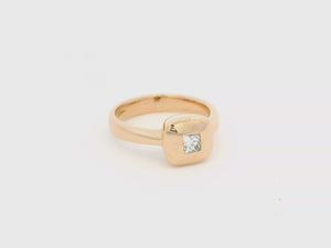 RETRO c1980's DESIGNER DIAMOND RING 9ct ROSE GOLD