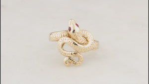 VINTAGE RUBY SERPENT RING 9ct GOLD