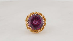 MID-CENTURY COLOUR CHANGE CORUNDUM COCKTAIL RING 14ct GOLD