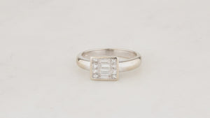 RETRO DIAMOND .50ct CLUSTER RING 18ct WHITE GOLD