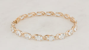 VINTAGE 8.50ct AQUAMARINE LINE BRACELET 10ct GOLD