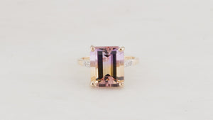 MODERN 6.4ct AMETRINE & DIAMOND RING 9ct GOLD